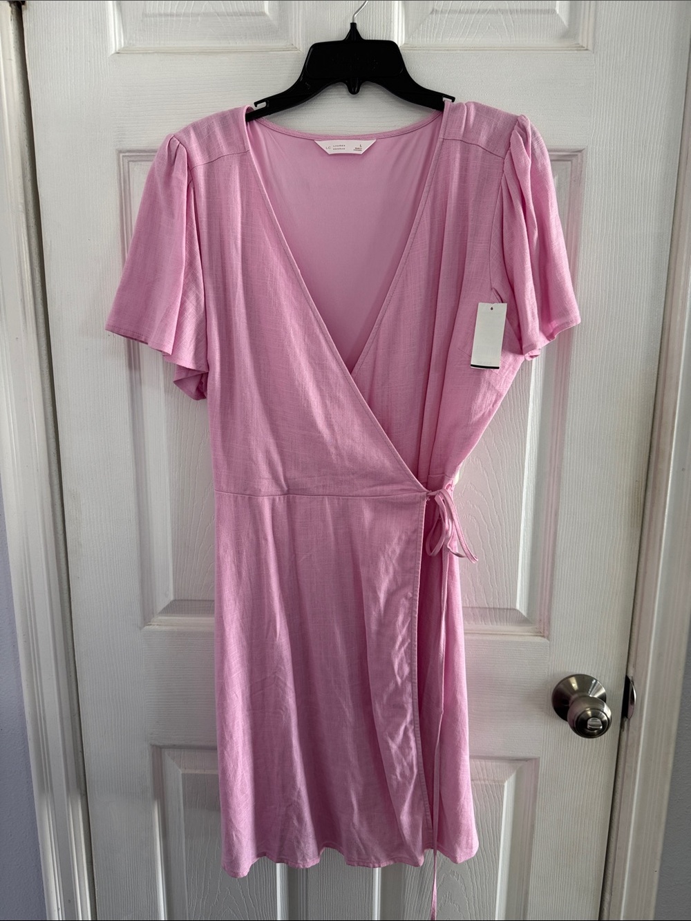 LC Lauren Conrad Pink Wrap Mini Dress